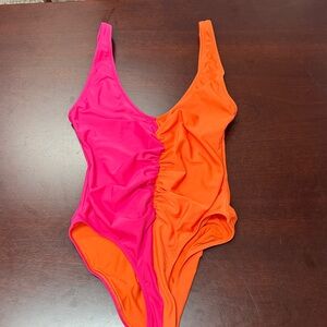 SOLID & STRIPED Pink and Orange One Piece